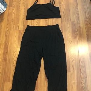 2 piece black tank and pant set